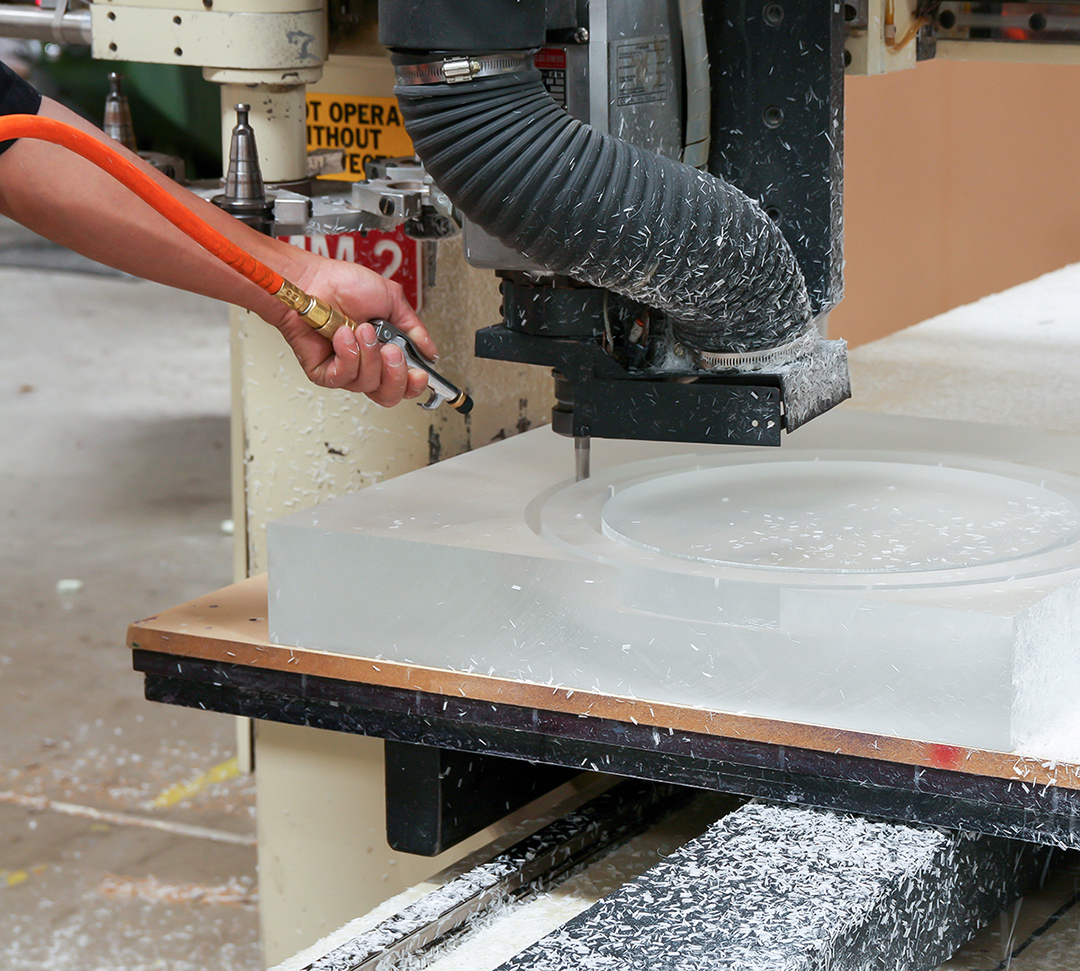 CNC machining a thick acrylic block