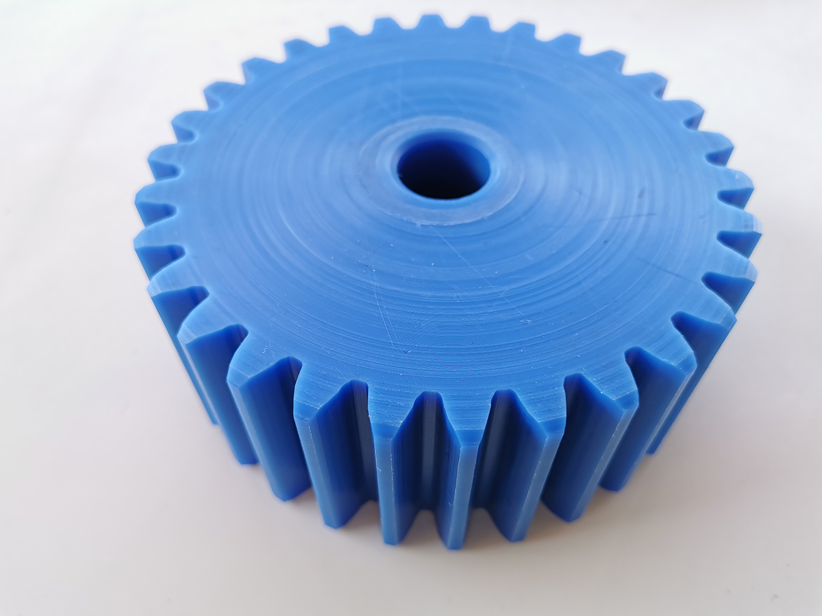 Custom machined blue nylon gear