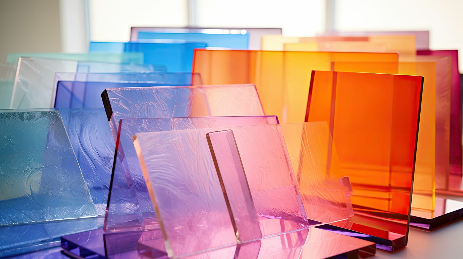 Coloured polycarbonate sheet samples