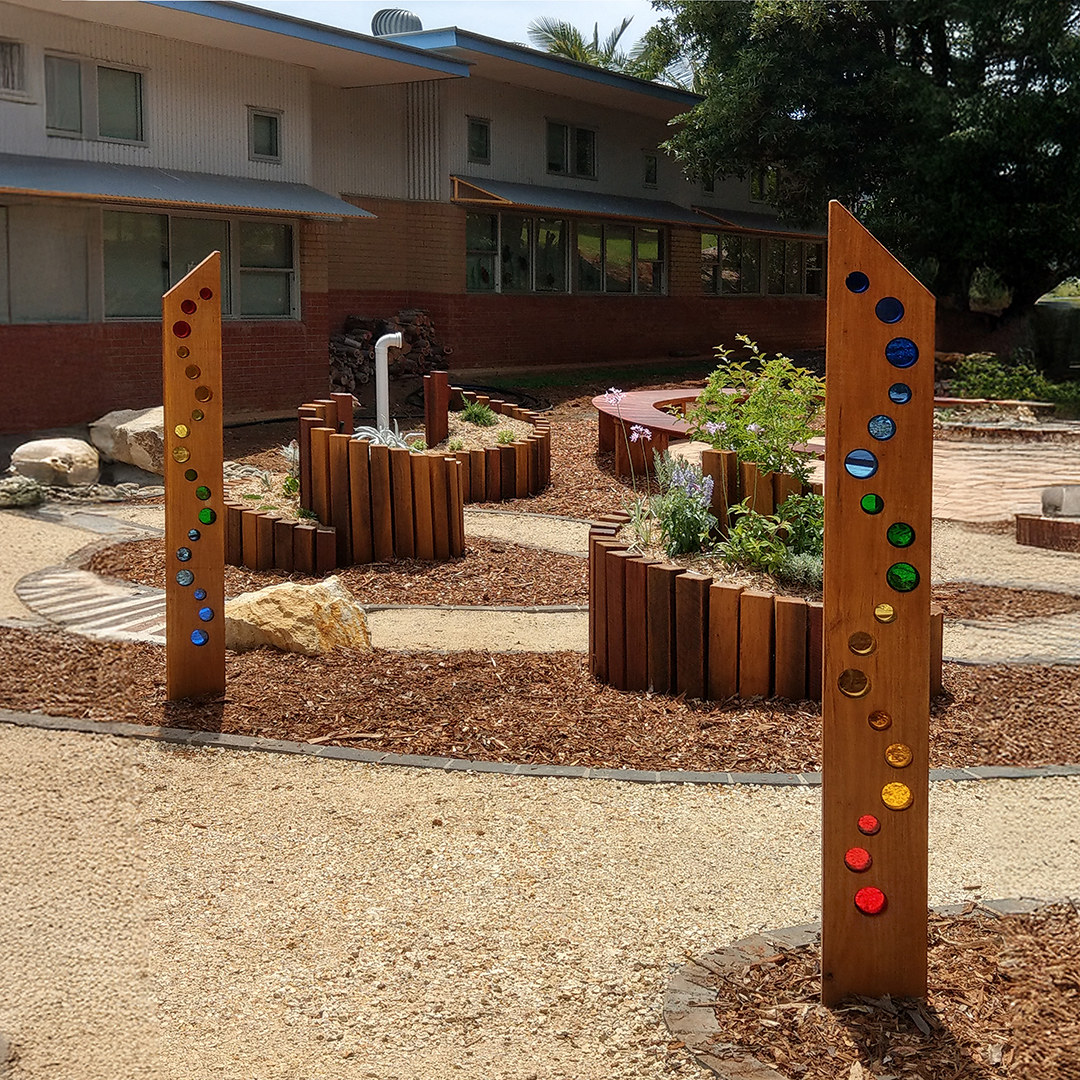 Sensory garden timber and acrylic installation