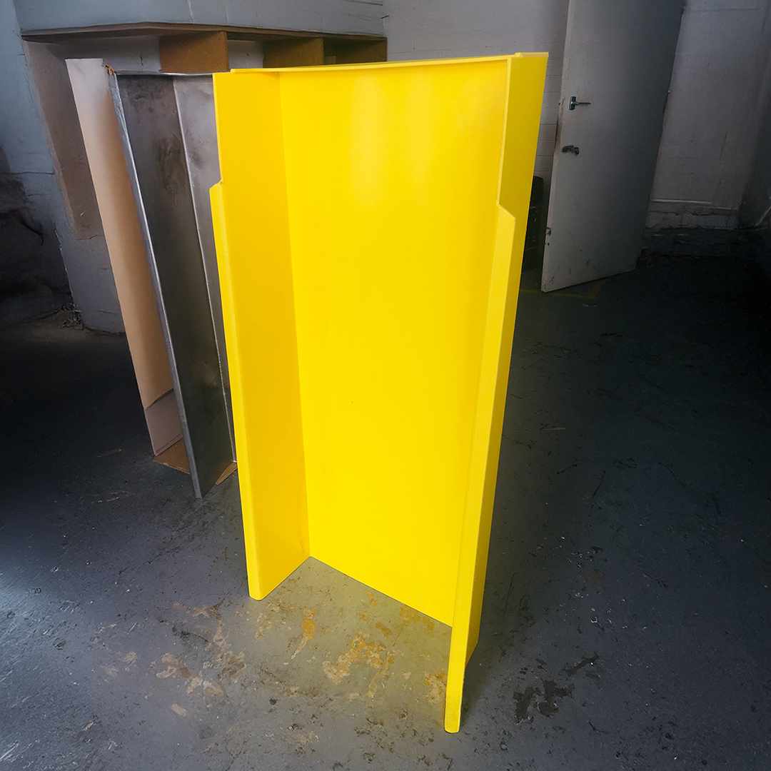 Yellow HDPE fabricated industrial chute
